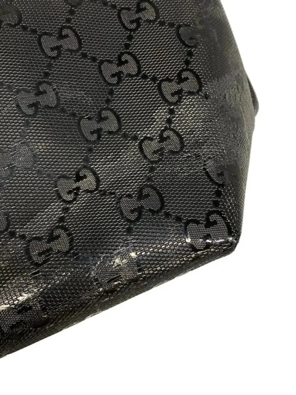 GUCCI Imprime 211137 Black PVC Leather Shoulder Bag - Picture 11 of 15